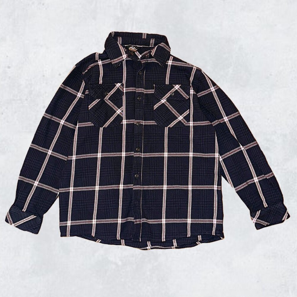 Pacific Trail Dark Blue Plaid Blanket Flannel Shirt Long Sleeve Size L